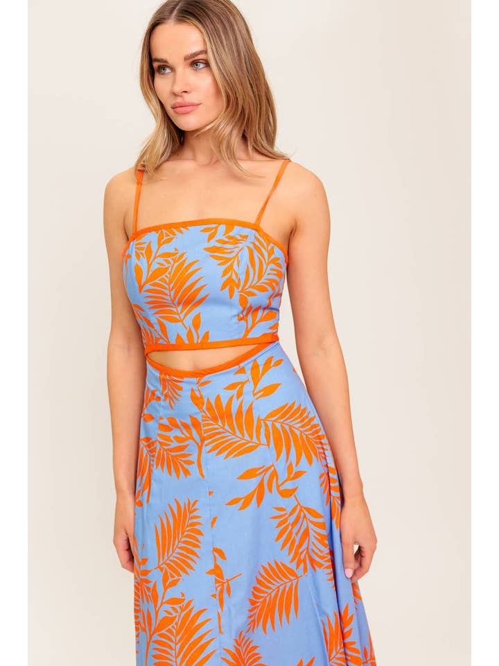 BLUE ORANGE A printed woven midi dress - ID22446 for wholesale on Faire
