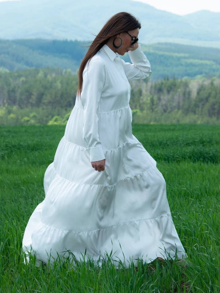 Caftan Maxi Summer blanc DORA pour la vente par EUG fashion