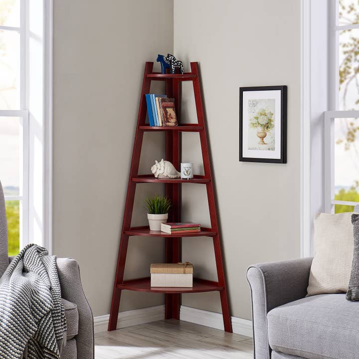 Danya B - Wholesale Bookcase - Five Tier Corner Ladder Display Bookshelf7