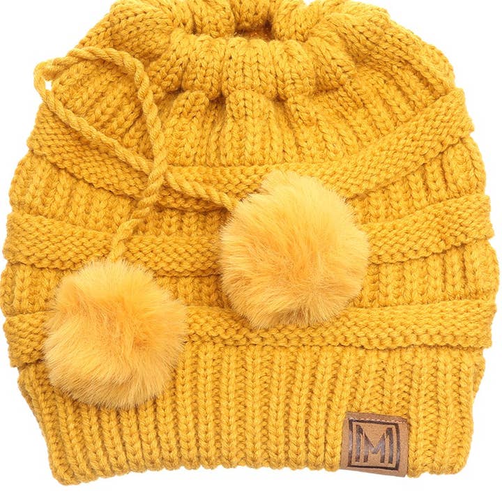 Fashion City - Wholesale Beanie – Women's - Women's Ponytail Adjustable Pom String Knit Hat7