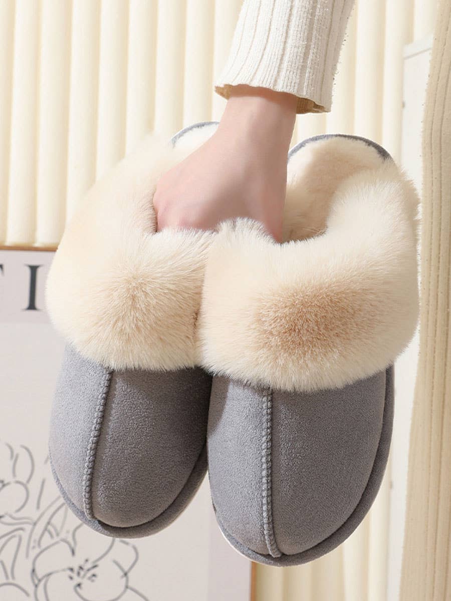 DOUBLJU - Wholesale Slippers - Women's - Winter Faux Fur-lined Home Warm Plush Slippers8