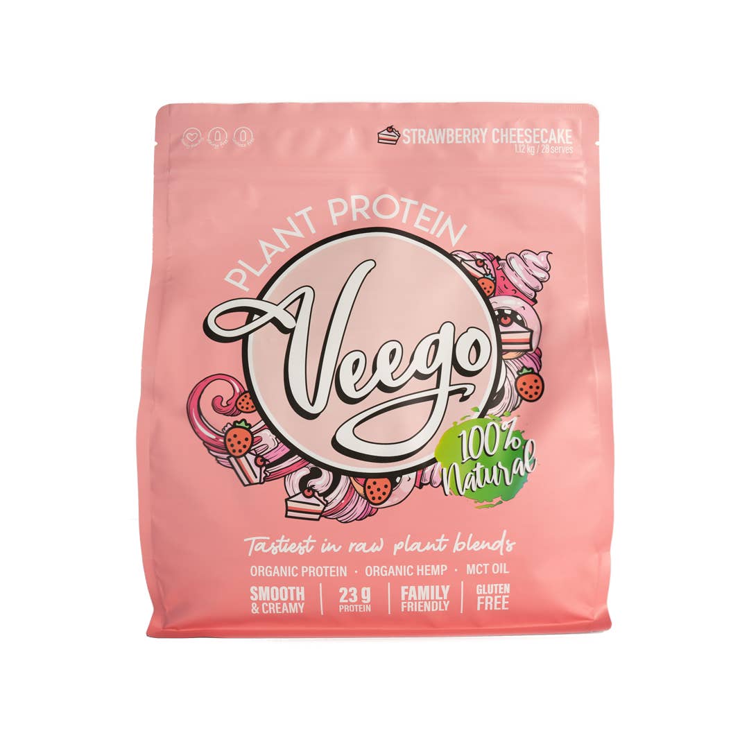 Tribeca Health - Vente Poudres protéinées/superaliments - Poudre de protéine végétale Veego - Cheesecake aux fraises 280g