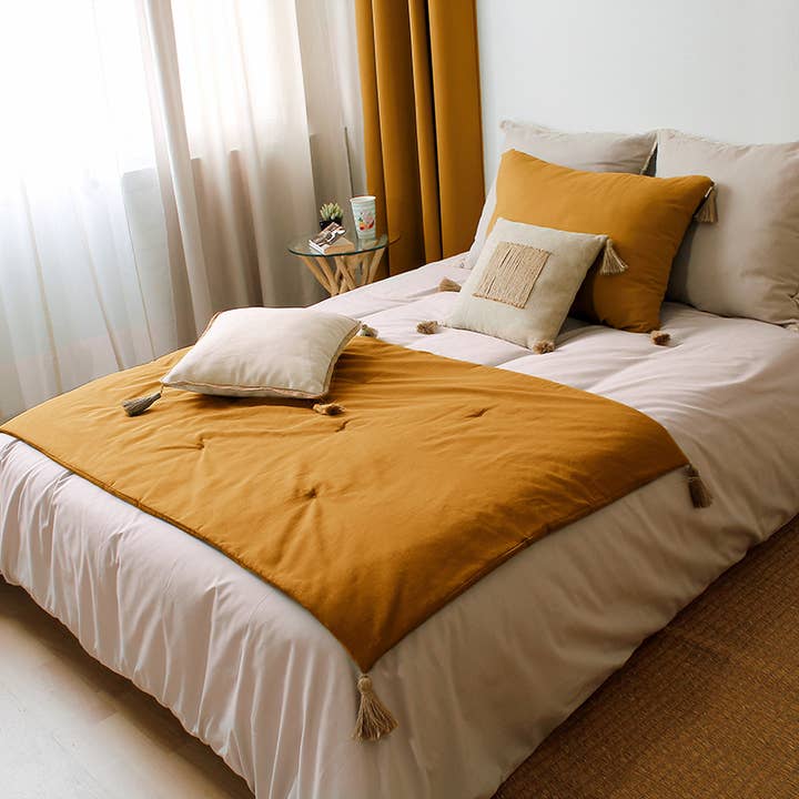 DECOSTARS - CmaDECO - Wholesale Down Comforter - Quilt with jute tassels, 90x190 cm, 11 colors, Panama16