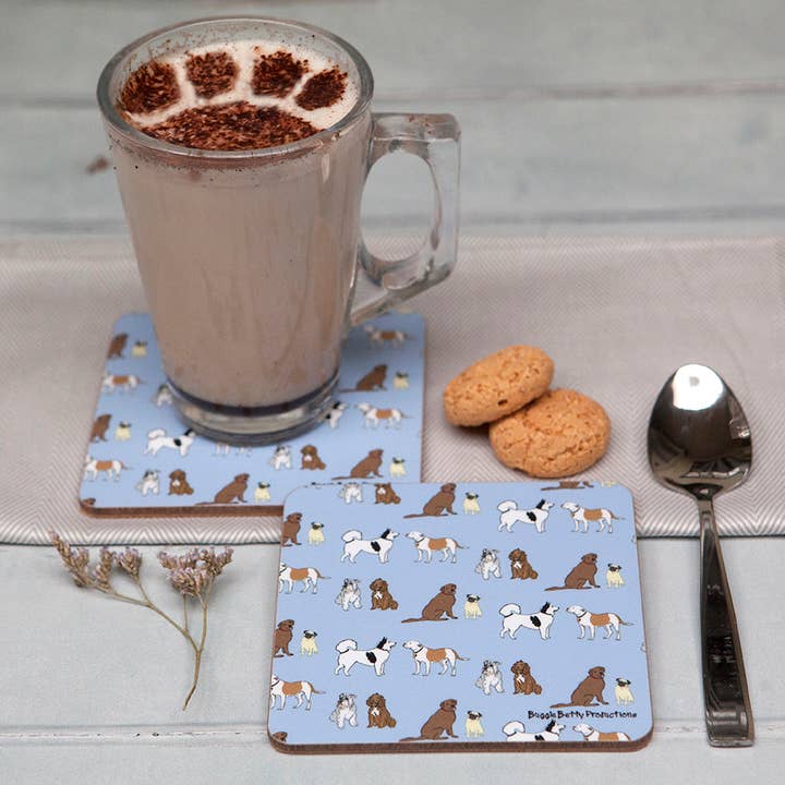 Multi hund ljusblå uppsättning 4 för wholesale av Buggle Betty Productions