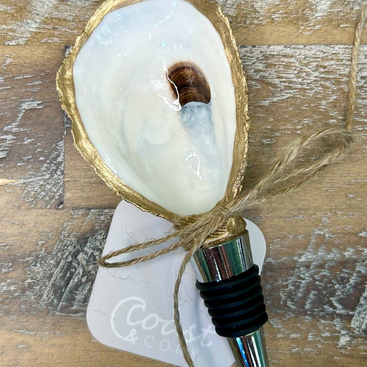 Coast and Cork - Wholesale Wine Stopper - Oyster Shell Coastal Bottle Stopper / Cork0