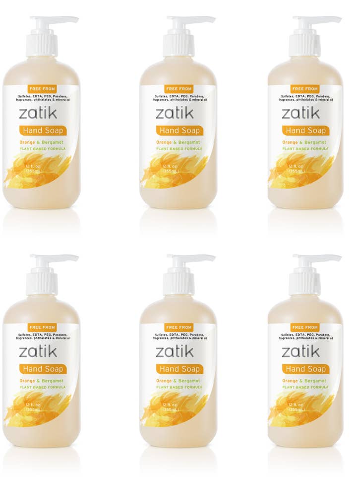 Orange & Bergamot Liquid Hand Soap 12 oz (Case Pack of 6) for wholesale by Zatik Naturals