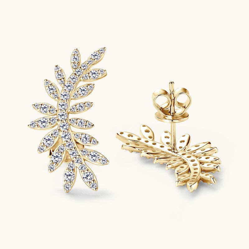 Perimade & Co. LLC - Wholesale Stud/Post Earrings - Moissanite Leaf Wedding Stud Earrings in 925 Sterling Silver4