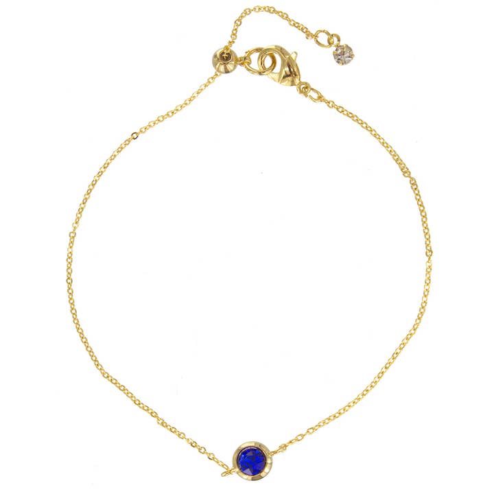 Suzie Q USA - Wholesale Charm/Dangle Bracelet - Adjustable Round Swarovski Brass Gold Dipped Bracelet