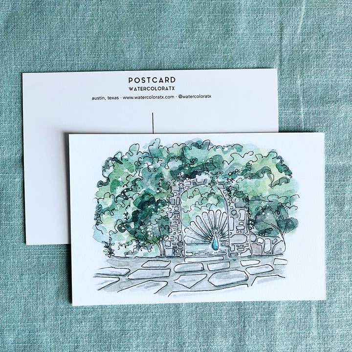 Postkarte der Innenstadt bei Nacht für den Großhandel von watercoloratx