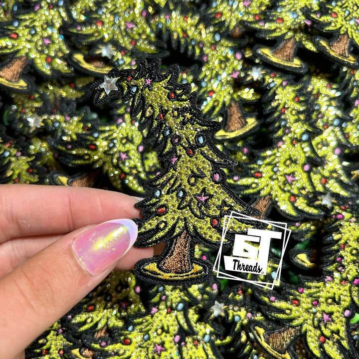 6j Threads LLC - Wholesale Patch - Rhinestone Christmas Tree....Cap Patches Only