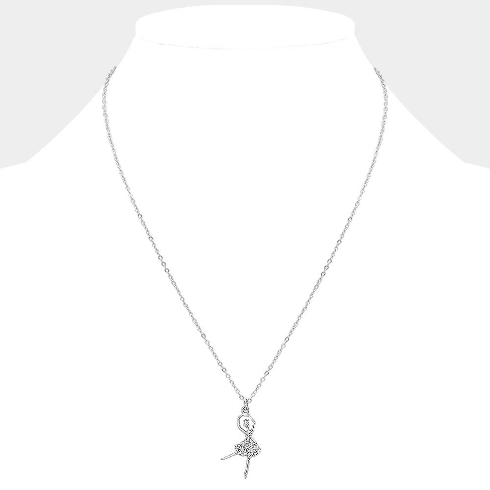 Sensibling Corp. - Wholesale Halskettinghanger - Kristallen Pavé Ballerina Meisjes Hanger Ketting3