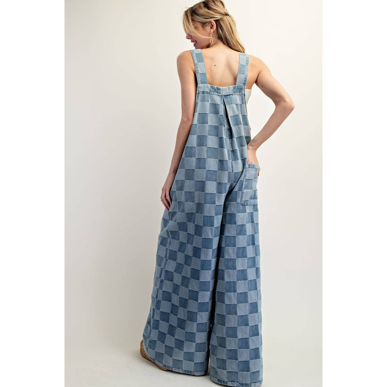 DENIM Mineral Washed Checker Print Overall  for wholesale on Faire3