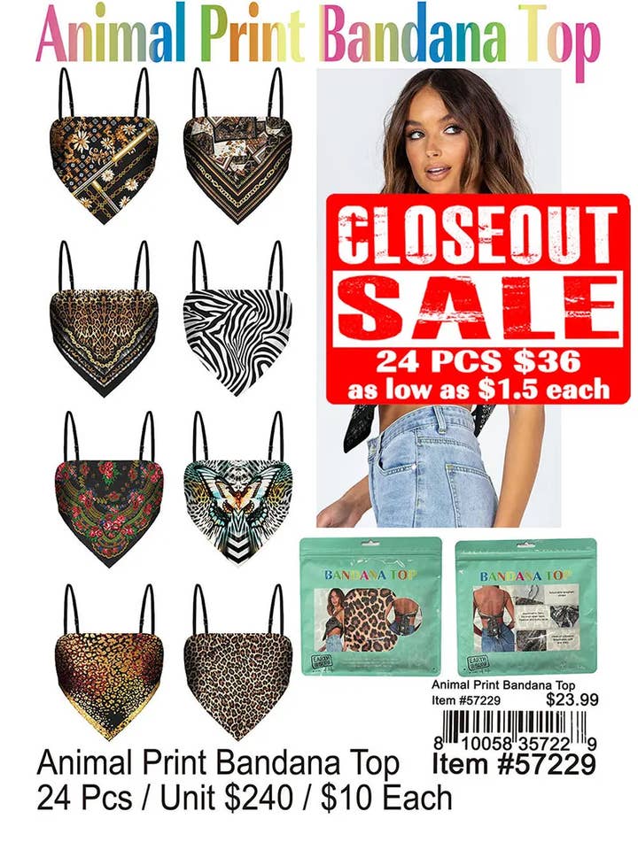 Animal Print Bandana Top for wholesale by Puka Creations