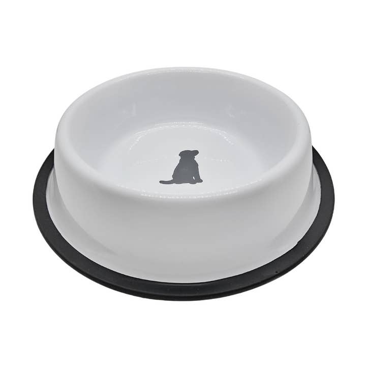 Antislip Rvs Hondenbak Wit met Grijs Hondendesign voor wholesale door Jojo Modern Pets