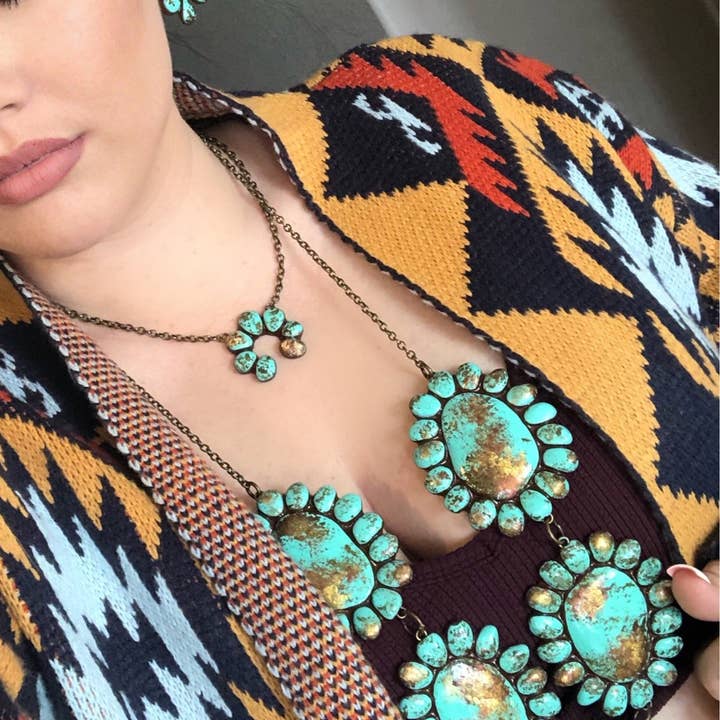 Nomadic Brunette - Wholesale Pendant/Charm Necklace - Kingston Necklace- Turquoise Stone Western Handmade Clay3