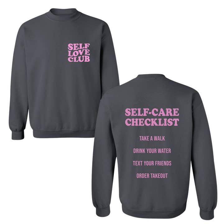 Self Care Checklist Sweatshirt for wholesale by Out Of Office Brands