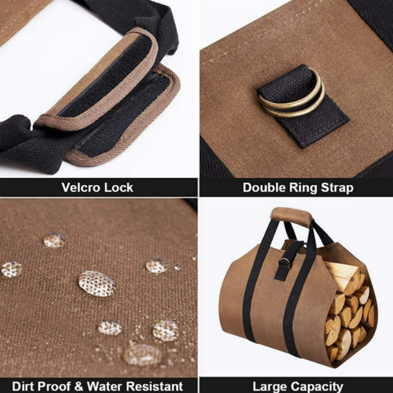 VIGOR - Venta al por mayor Fosos para fuegos - Bolsa para transportar leña resistente al agua de lona duradera para camping al aire libre6