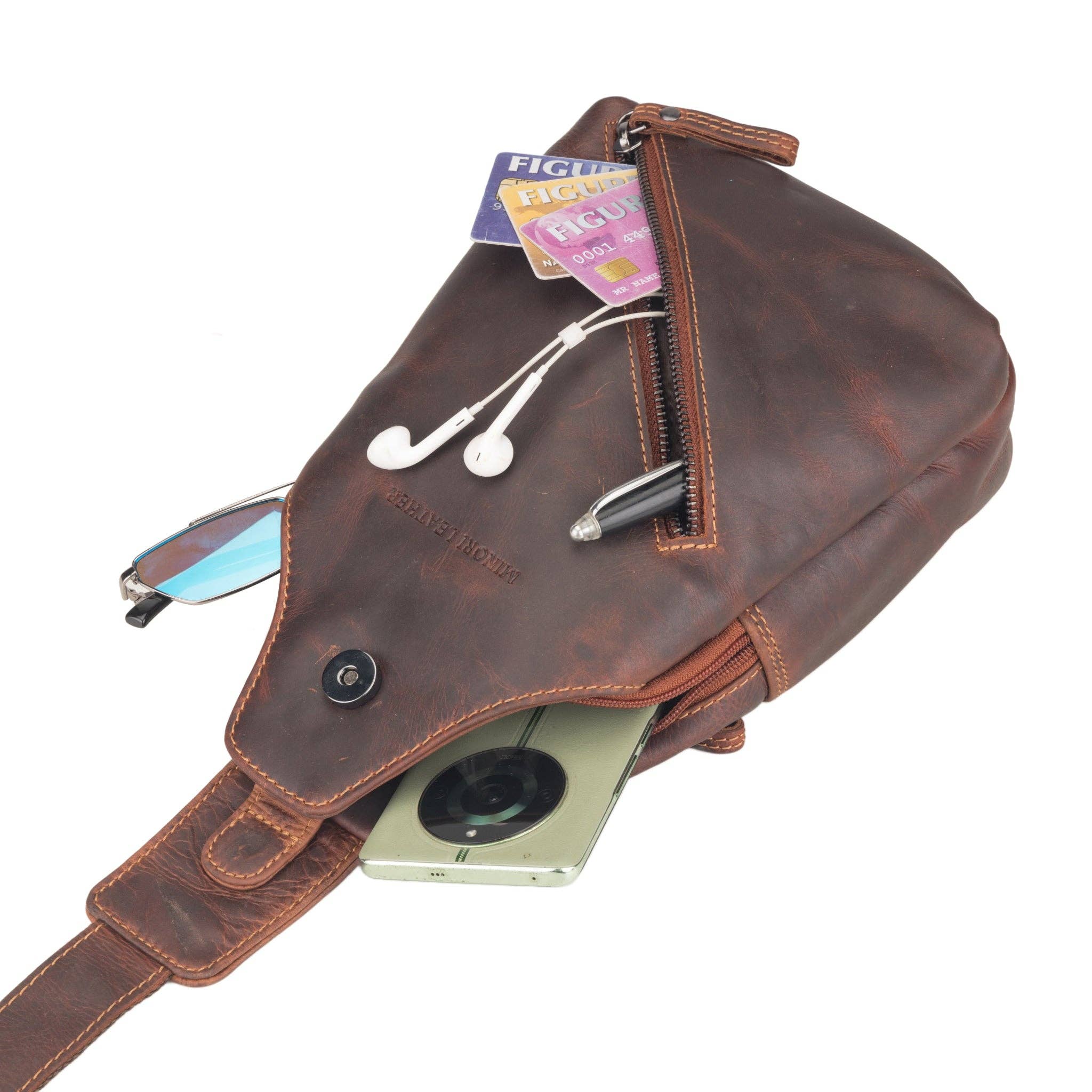 Minori Leather - Wholesale Crossbody Bag - Women's - Sydney Leather Crossbody Bag – Unisex – Chestnut1