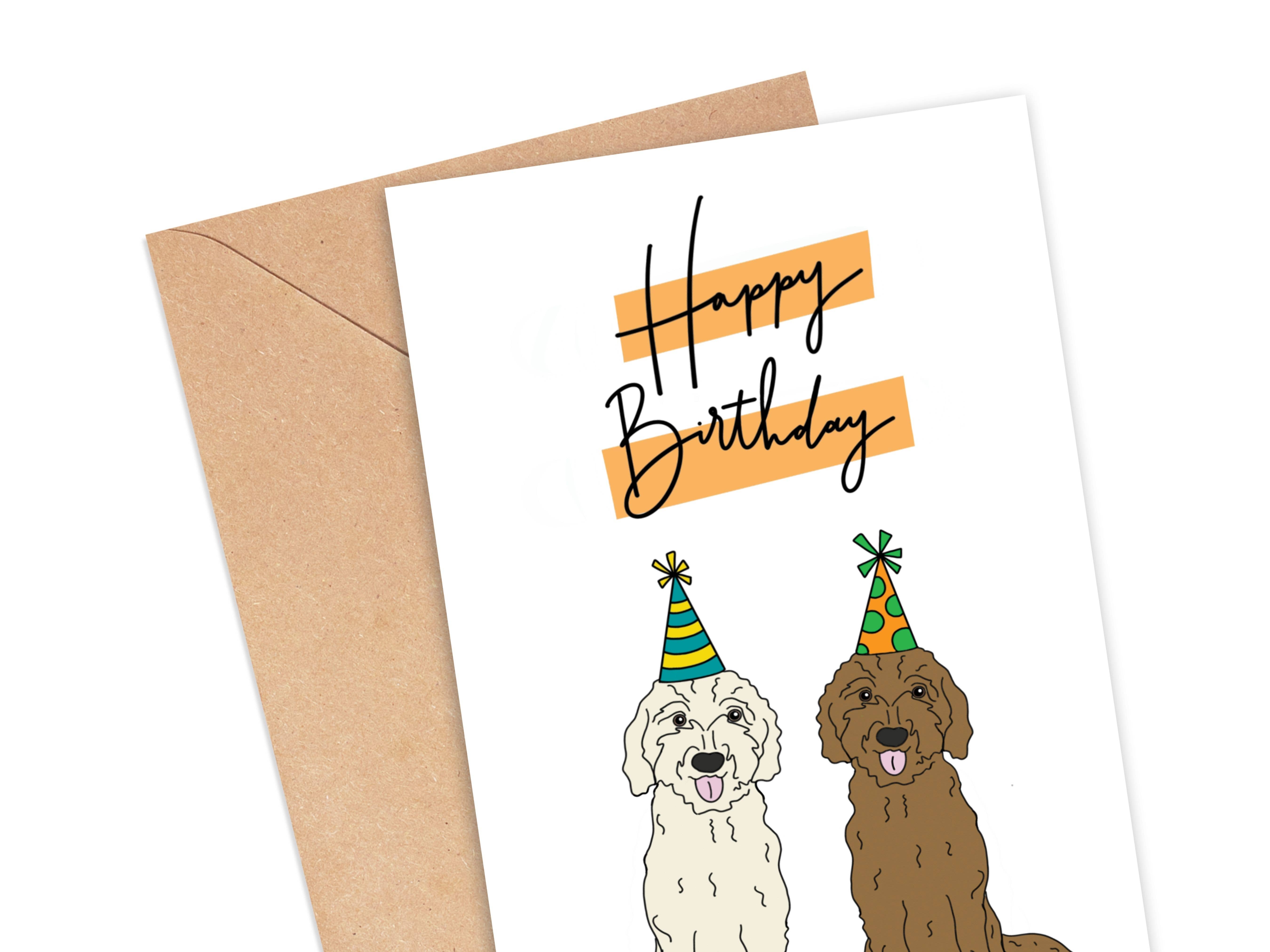 Simply Happy Paper - Wholesale Birthday Card - Happy Birthday Goldendoodles Card1