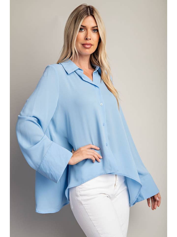 Glam - Wholesale Button Down Shirt - Women's - Sharkbite Button Up Blouse