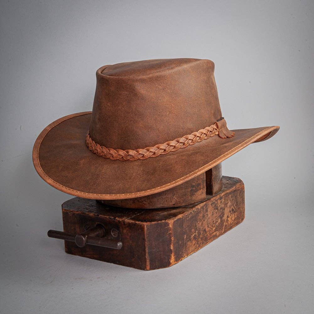 American Hat Makers - Wholesale Cowboy Hat - Unisex - Premium Crushable Leather Outback Hat - Style Crusher2