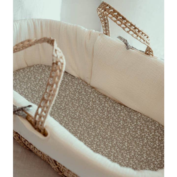 Manufacture des bébés français - Wholesale Wieg - Baby - Ecru wiegmand van met de hand gevlochten palmblad1