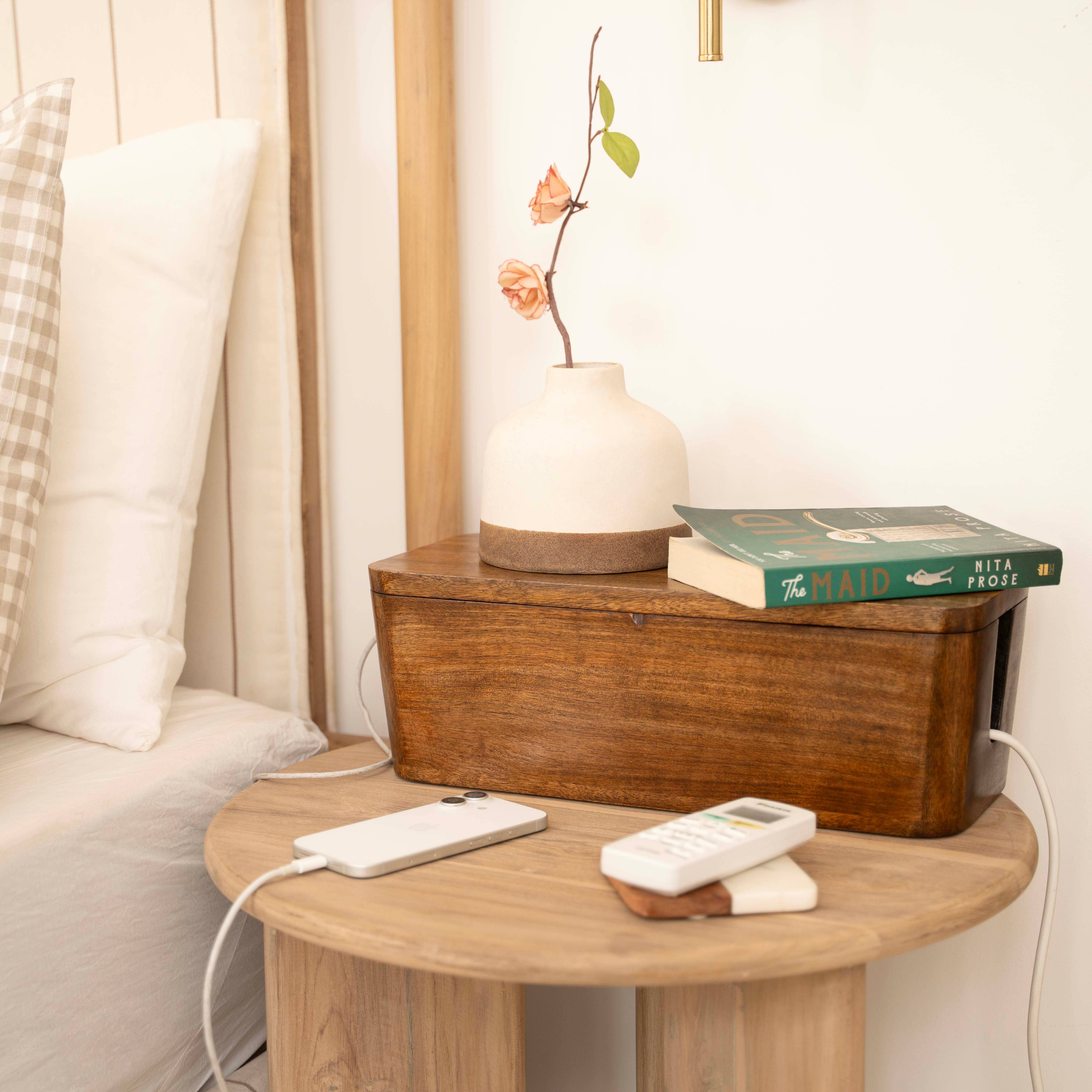 LuxeDesigns Co LLC – wholesale Desk organiser – Cable Management Box - Natural Wood5