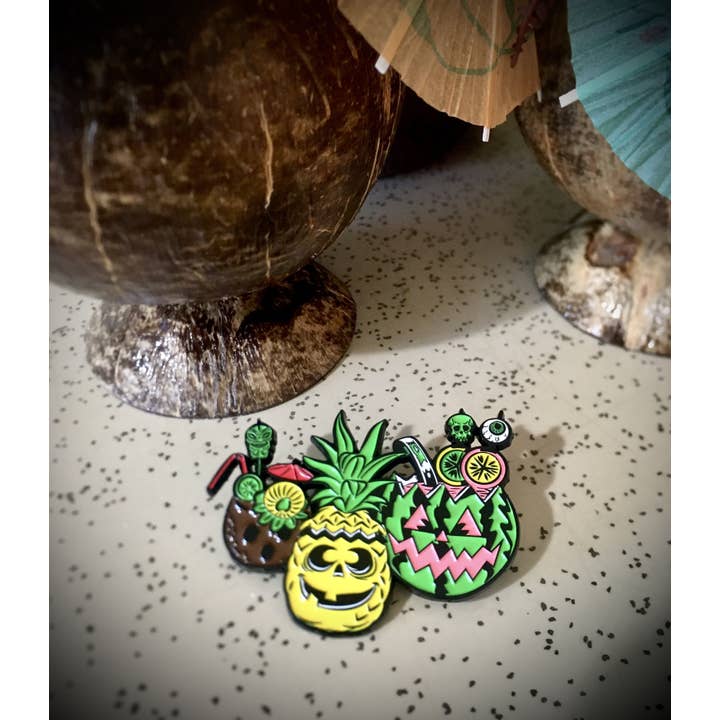 Sweet Siren Designs - Wholesale Lapel Pin/Button - Summerween Tropical Halloween Enamel PIN1
