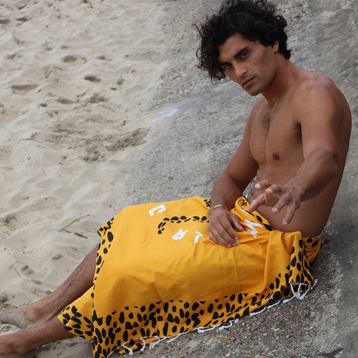 TIGER yellow cotton fouta for wholesale by MONSIEUR CHARLI