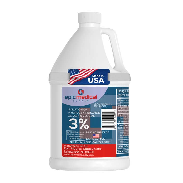 Hydrogen Peroxide Solution 3% USP - Gallon First Aid Antiseptic for wholesale by Epic Medical Supply