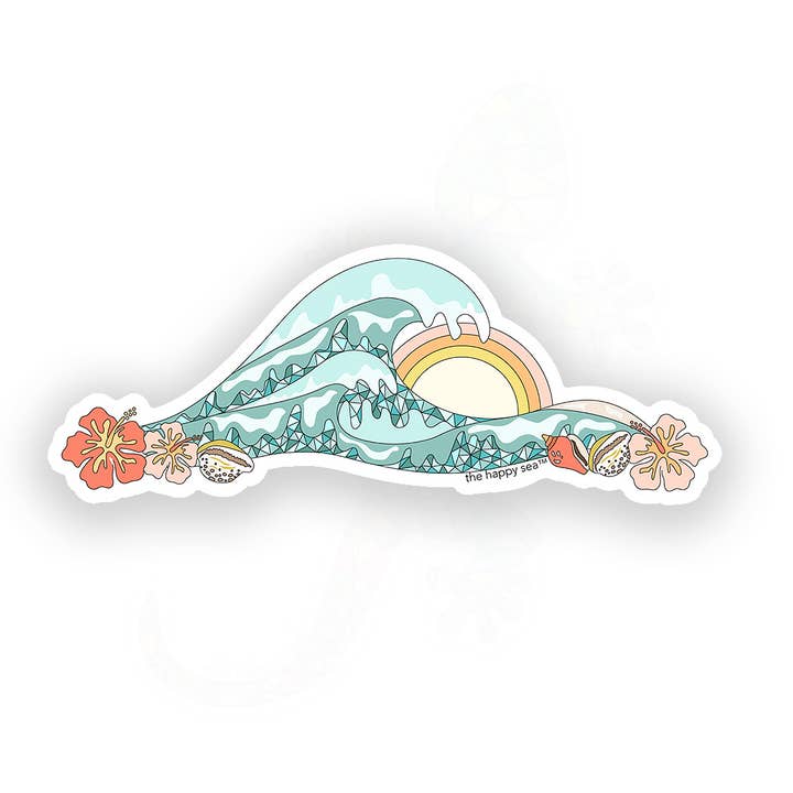 4.5" Rainbow Wave Vinyl Sticker for wholesale by The Happy Sea