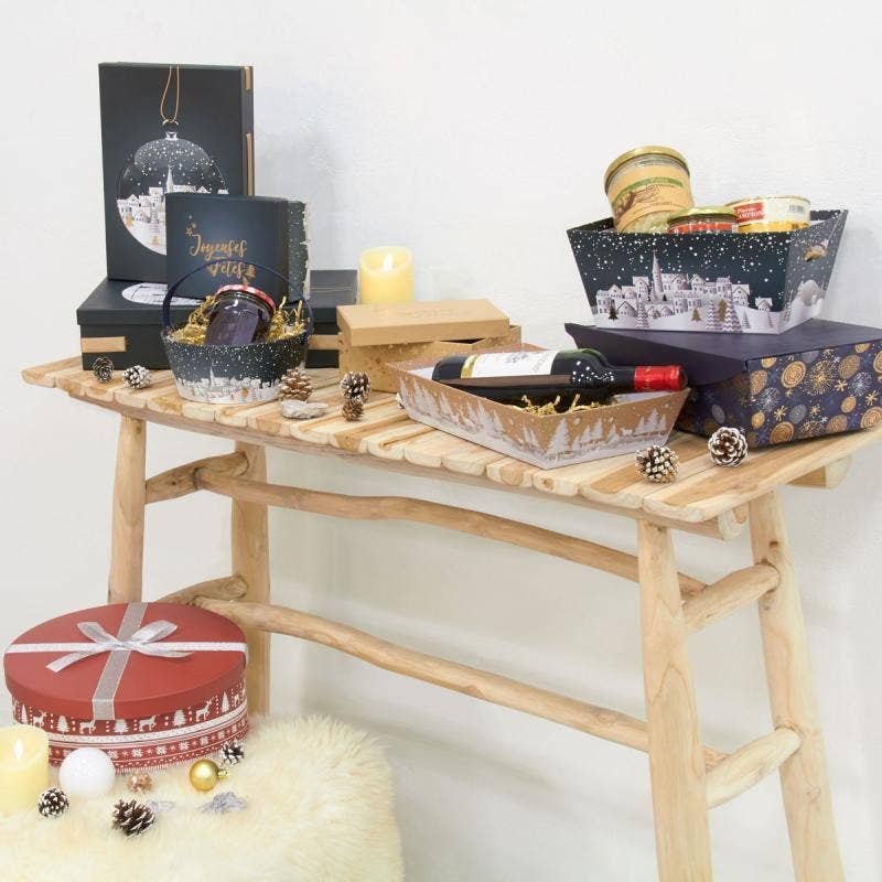 Aubry Gaspard - Wholesale Basket - Christmas Village Cardboard Basket1