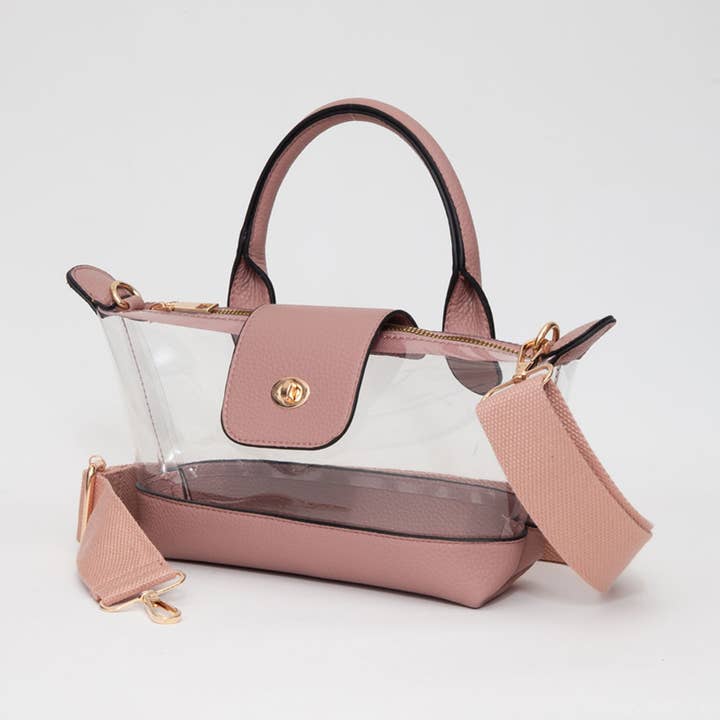 Bolso bandolera compacto de piel sintética con asa superior transparente para venta al por mayor de Sensibling Corp.
