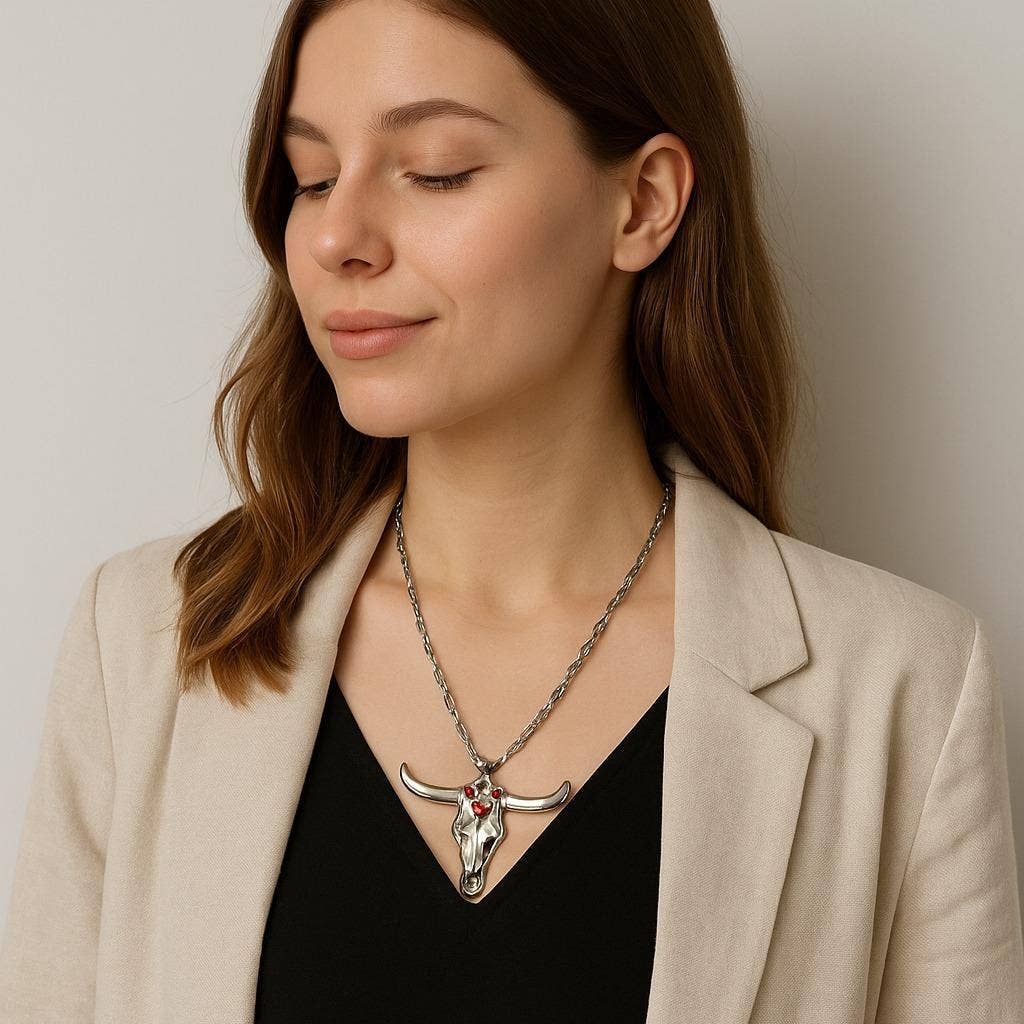 The Bling Barn - Wholesale Halskettinghanger - Lange opvallende ketting met stierenkop in kostuumstijl3