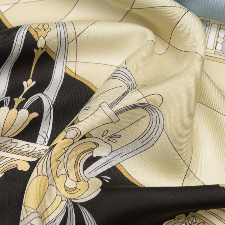 Elizabetta Made in Italy USA - Wholesale Scarf - Women's - Fontana - Silk Foulard - Steel3