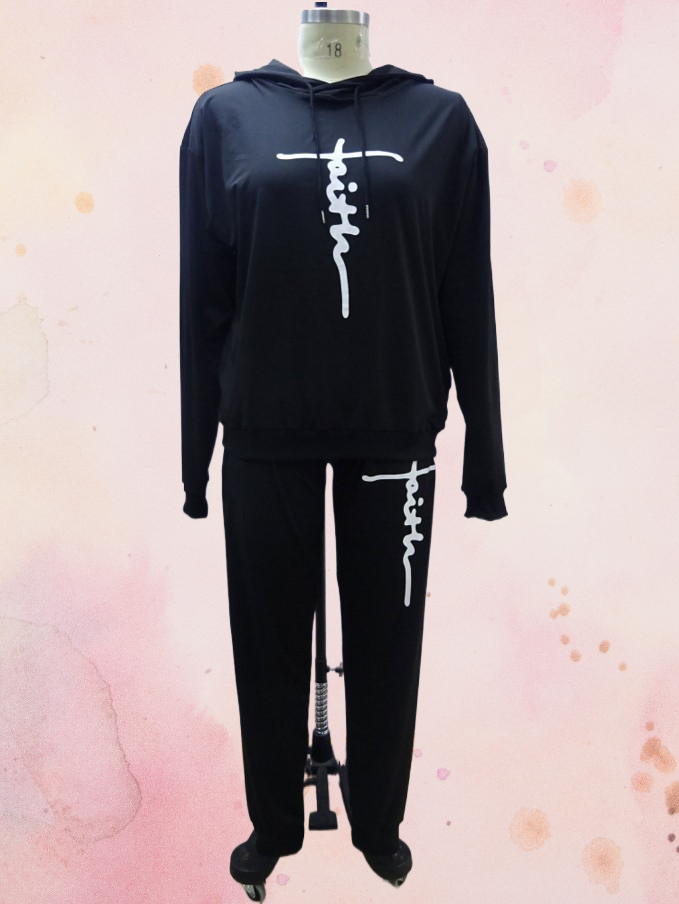 KaraChic - Wholesale Lounge Set - Women's - Women's "FAITH" Print Stylish & Trendy Jogging Set - 221250