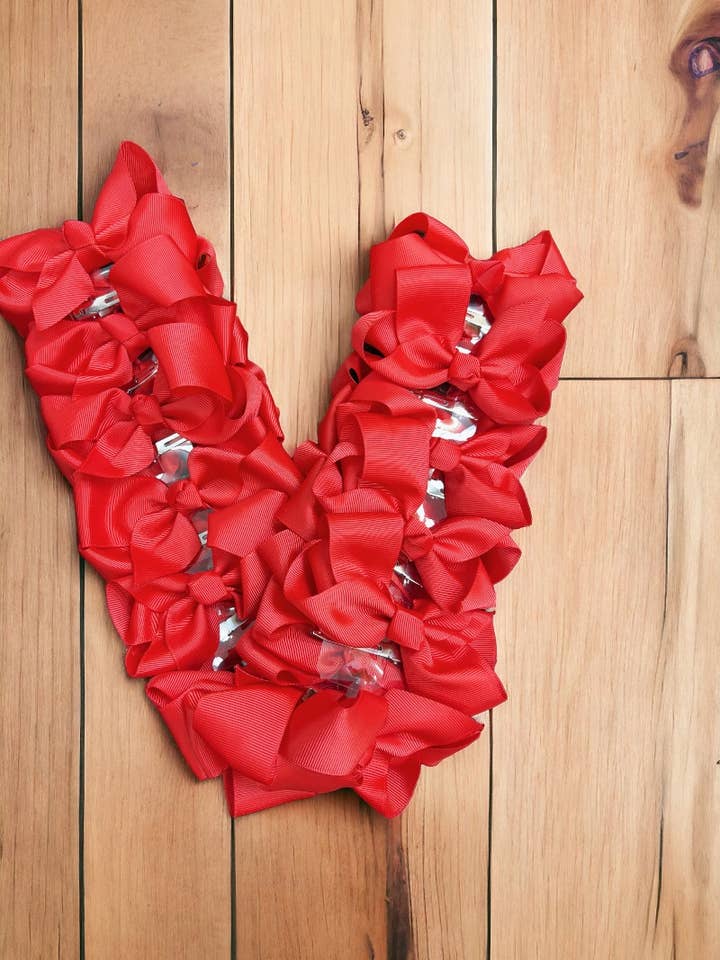 RED 4IN WIDE BOWS 24PCS/$8.50 BW-250-4 for wholesale by Kids Charm Online
