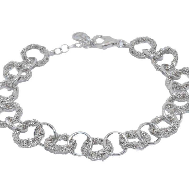 Large Alternating Hand Chain Bracelet for wholesale by Argentofilato