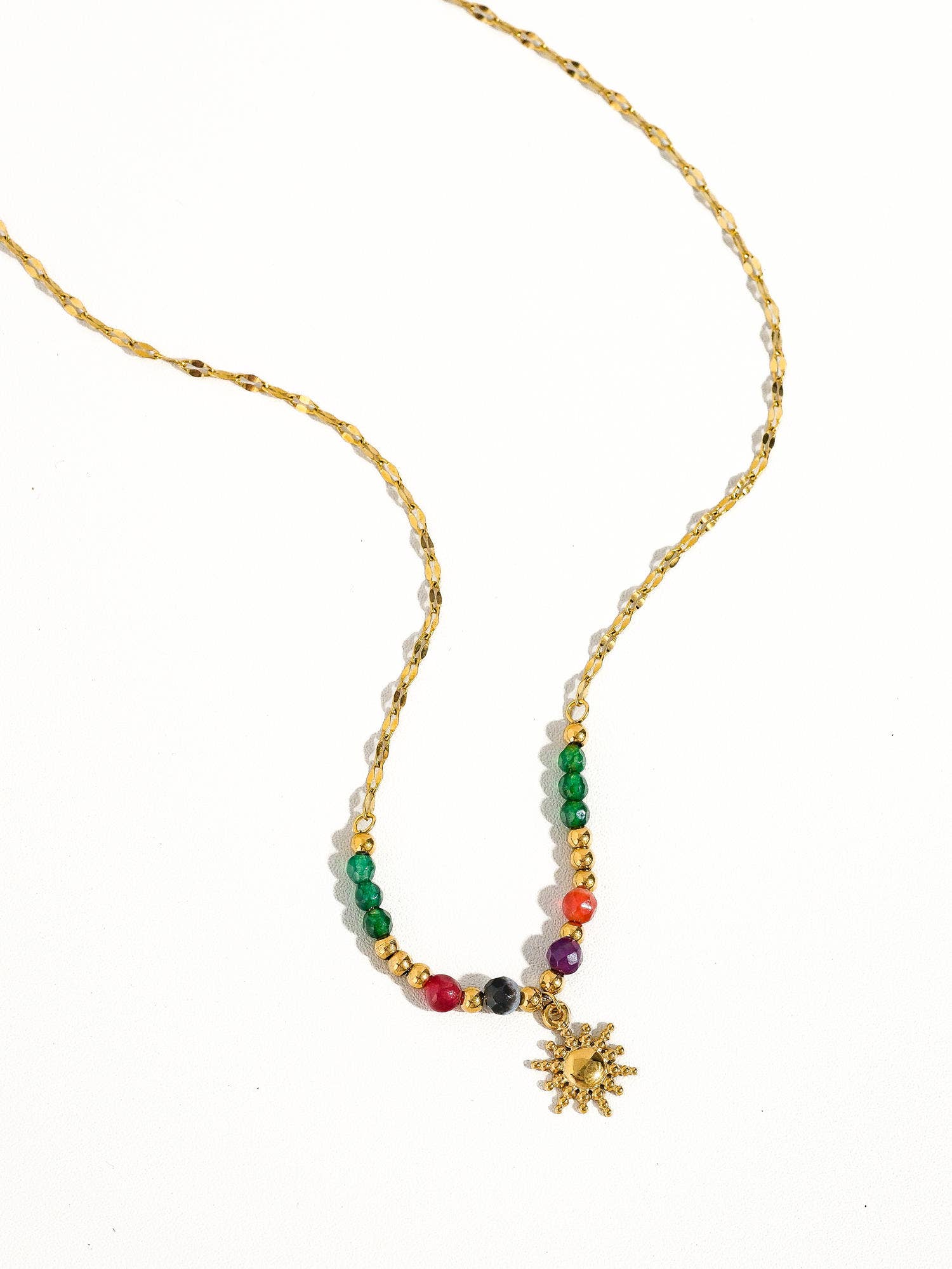 Multi Colored Olimpia 18K Gold Sun Necklace with Beads for wholesale on Faire3