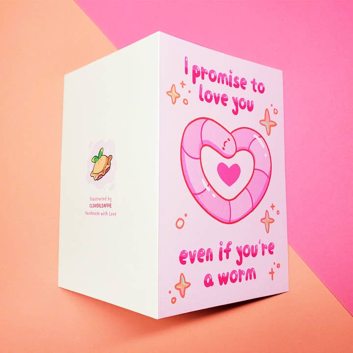 I'd Love You as a Worm Card for wholesale by Cloverleafpie