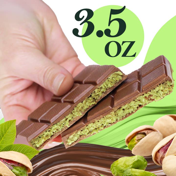Ceres Gourmet - Wholesale Chocolate Bar - Dubai Chocolate Pistachio Bar 3.5oz (100g) 24 Pieces