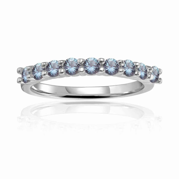 Alexandrite Silver Half Eternity Stackable Ring- Minimalist for wholesale by FCJ Jewelry LLC