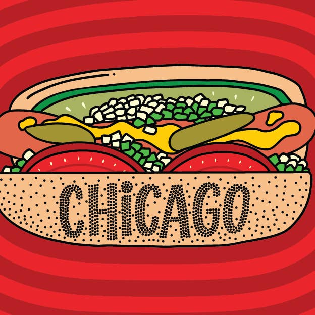 Lettering Works - Wholesale Postcard - NEW Chicago Style Hot Dog Postcard1