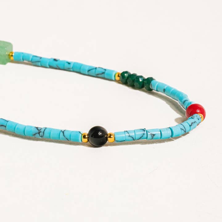 Calise Boho Handmade Blue Turquoise Stone Beaded Necklace for wholesale on Faire3