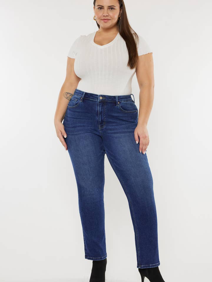 PLUS OPEN PACK SLIM STRAIGHT JEANS-KC11252D-P for wholesale by Kan Can USA