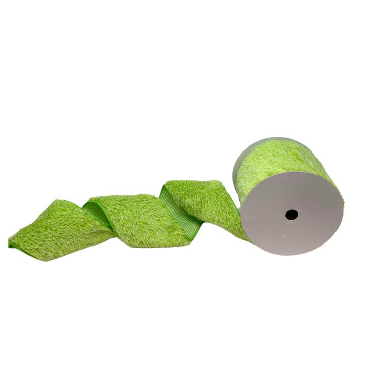 FABULOUS FUR RIBBON GREEN/WHITE 4" X 10YD for wholesale by David Christopher's Collection