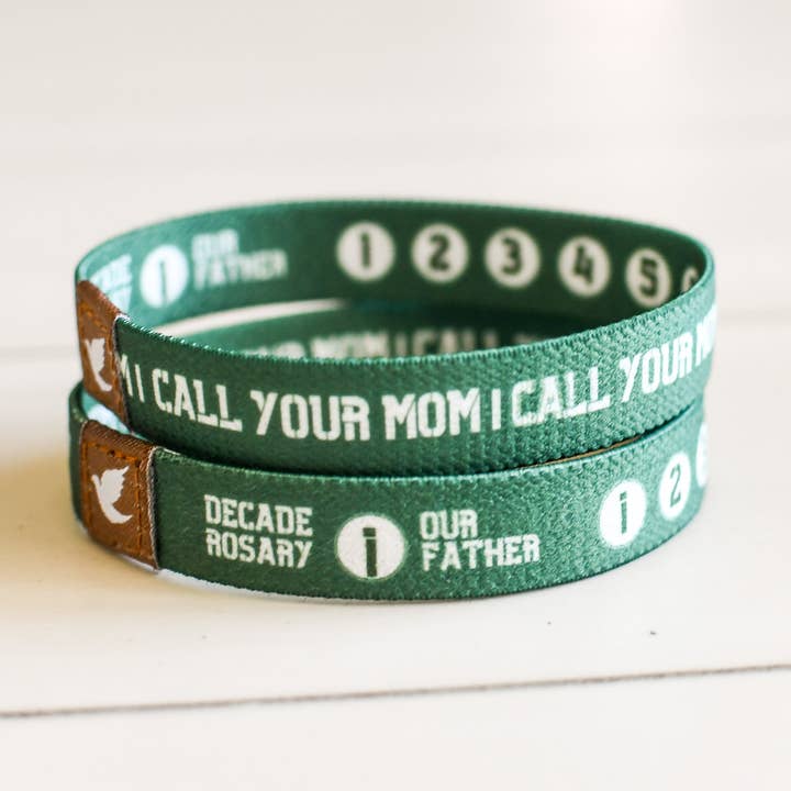 Pink Salt Riot - Wholesale Woven/Braided Bracelet - Call Your Mom Mens Rosary Bracelet