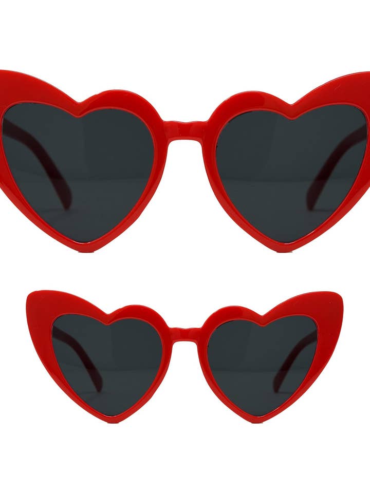 Mommy & Me Heart Shaped Sunglasses Bundle - Red for wholesale by Funky Junque