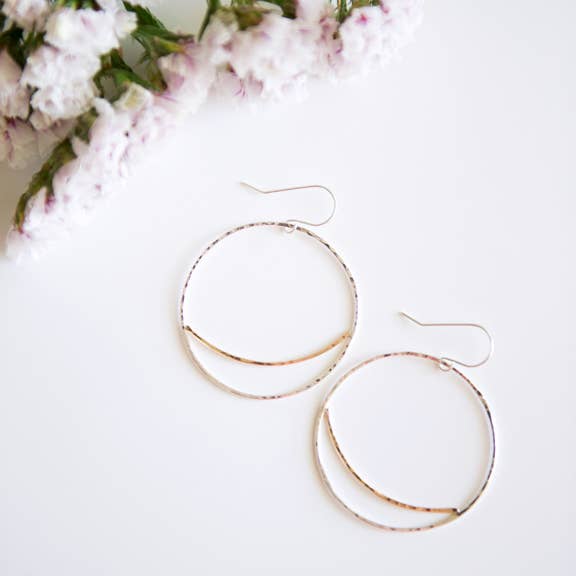 Mixed Metal Large Circle Earrings | Silver & Gold Filled for wholesale by Blossom and Shine