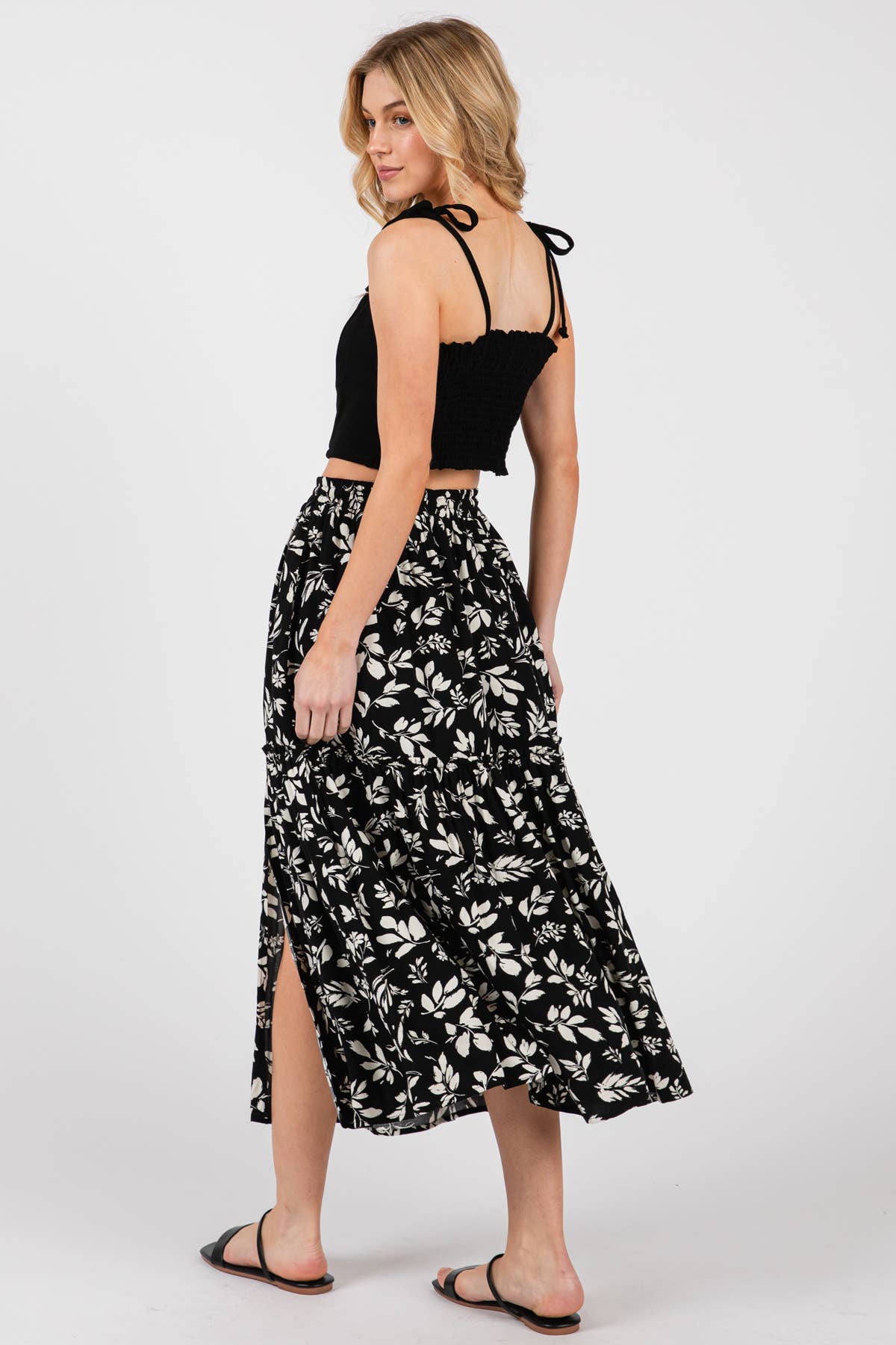 Final Touch – Engroshandel Nederdel - Dame – Printet lagdelt midinederdel med slids - VS308615